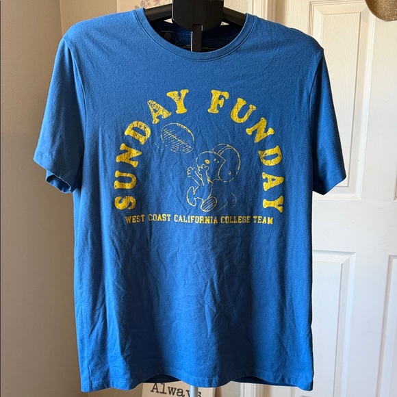 Goodfellow & Co Other - Goodfellow & Co Blue Short Sleeve 'Sunday Funday' Graphic Tee with Yellow Print